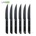 Coltello da bistecca manico in legno nero Set 4 pezzi